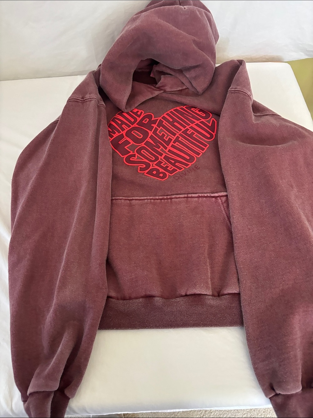 Cotton On Maroon Pullover Hoodie with Red Heart Graphic